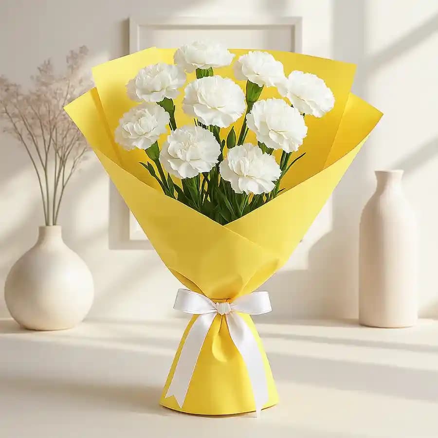 Mesmerizing White Carnations Bunch