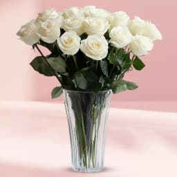 Lovely Vase Arrangement of White Roses 1