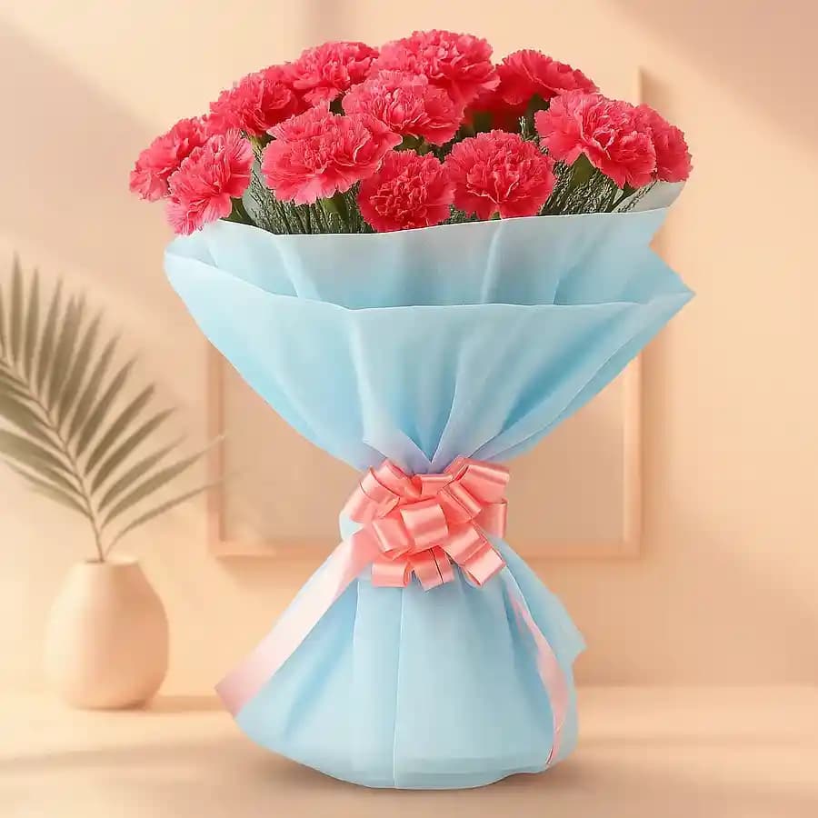 Hand Arranged Bouquet of Pink Carnations