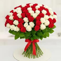 Fresh Cut Red N White Roses Bouquet 1