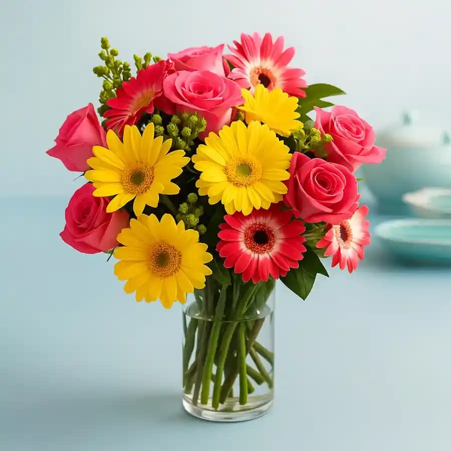 Multicolored Floral Collection in a Vase