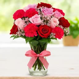 Mixed Flowers Bouquet in a Glass Vase 1