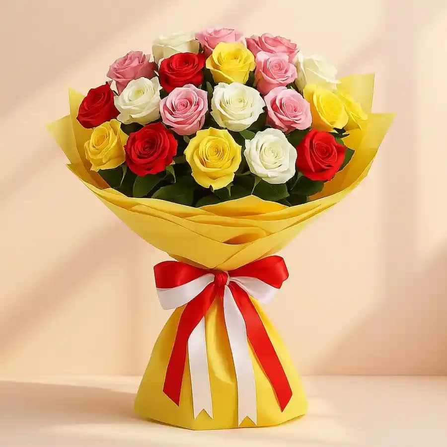 Vibrant 24-Count Assorted Roses Bouquet