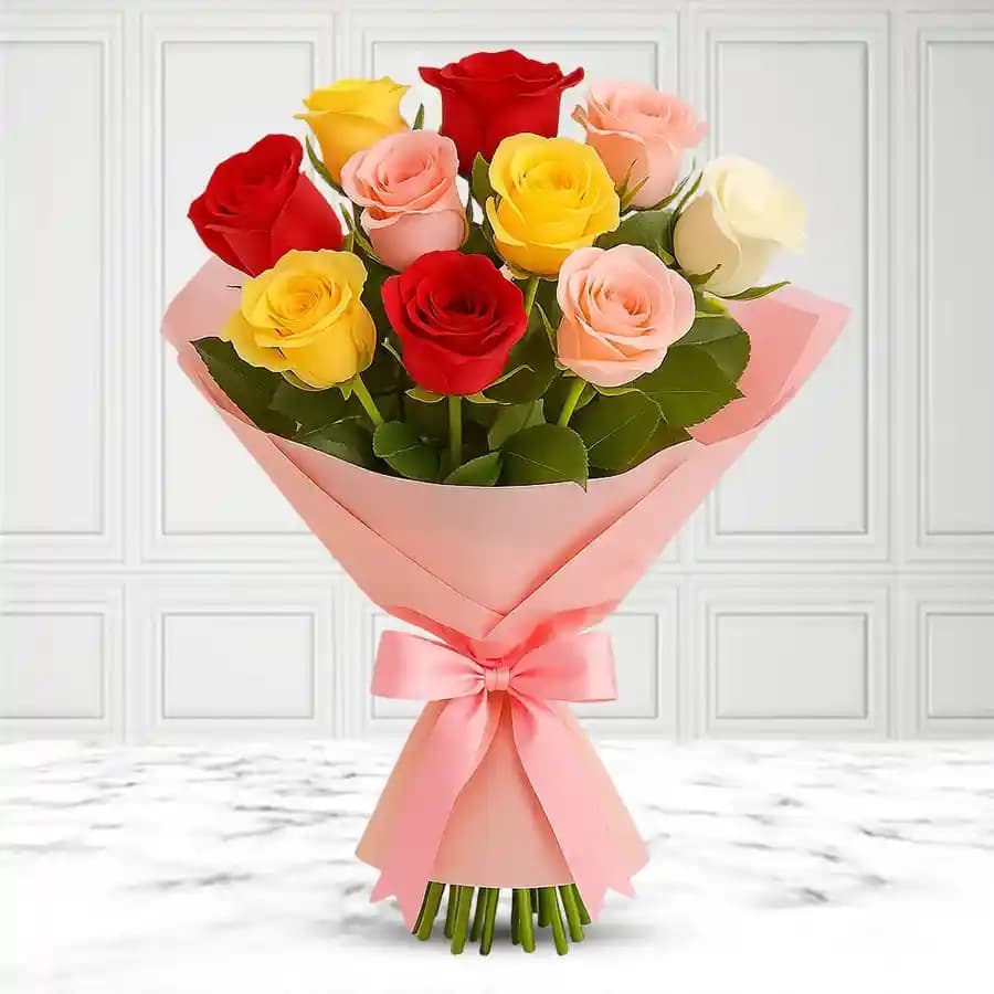 Long Stem Mixed Roses Bunch