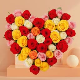 Exquisite Heart Shape Arrangement of Mixed Roses 1