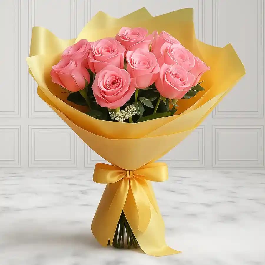 Fresh Pink Roses Bouquet