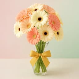 White N Reddish Pink Gerberas in a Glass Vase 1
