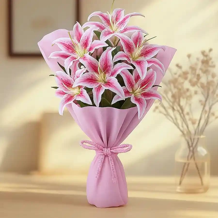 Mesmerizing Bouquet of 10 Pink Lily