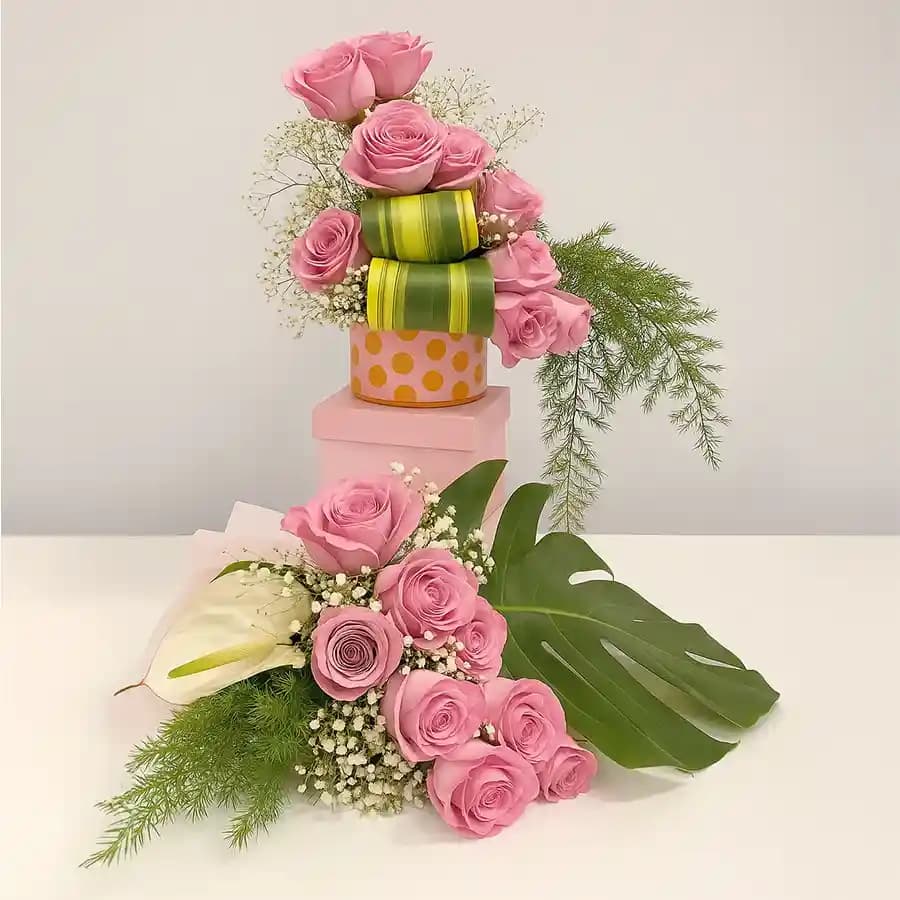 Elegant Two-Tier Pink Rose Symphony