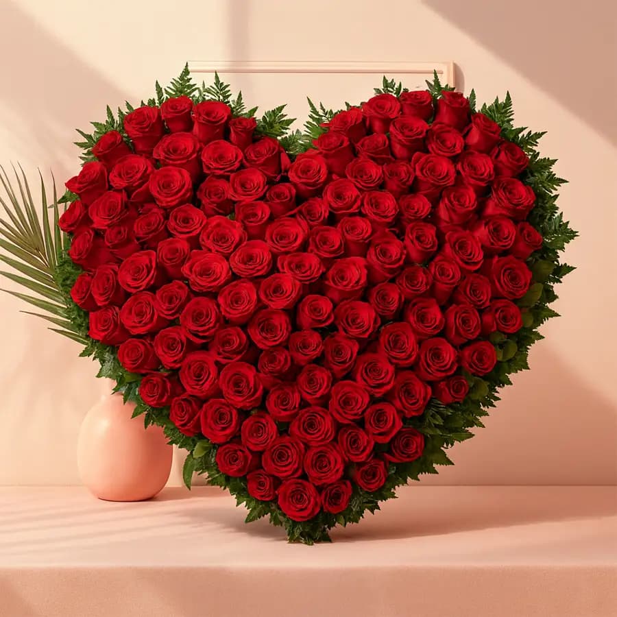 Beautiful Red Rose Heart (150 Roses)