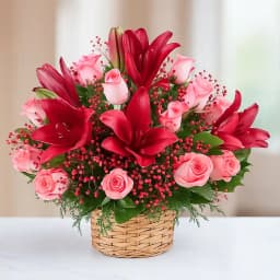 Wonderful Lilies N Roses Arrangement 1