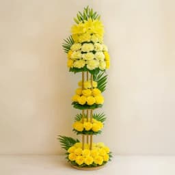 Gorgeous 3 Tier Yellow Flowers Arrangement for Golden Anniversary 1