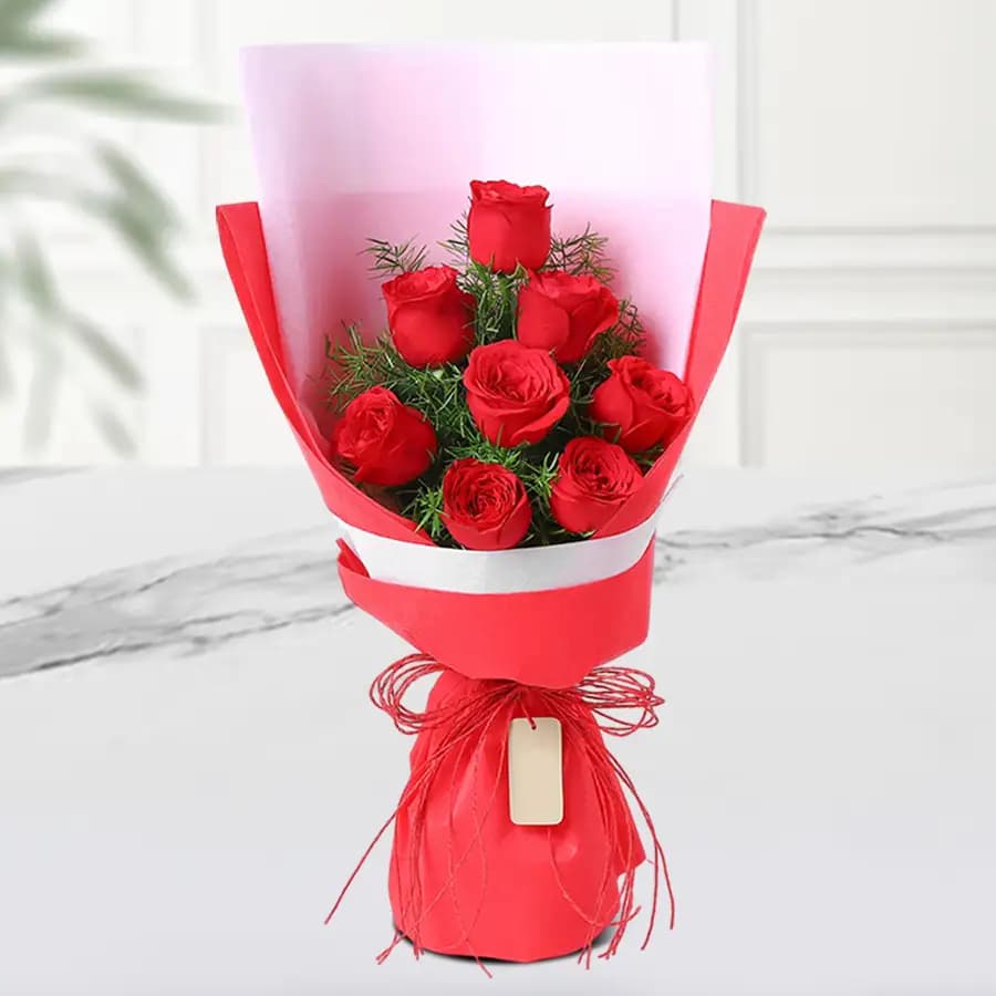 Propose Day Special Bouquet of 8 Roses in a tissue