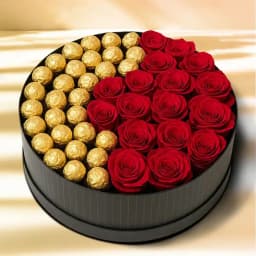 Beautiful Luxury Box of Red Roses n Ferrero Rocher 1