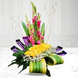 Aromatic Mixed Flowers N Cadbury Chocolate Arrangement 1
