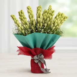 Exquisite Hand Bouquet of Tuberoses with Tissue Wrapping 1