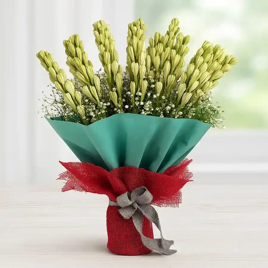 Exquisite Hand Bouquet of Tuberoses with Tissue Wrapping