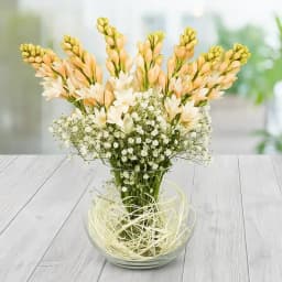 Elegant Display of Rajnigandha in a Glass Vase 1