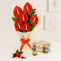 Alluring Anthurium Bouquet with Ferrero Rocher 1