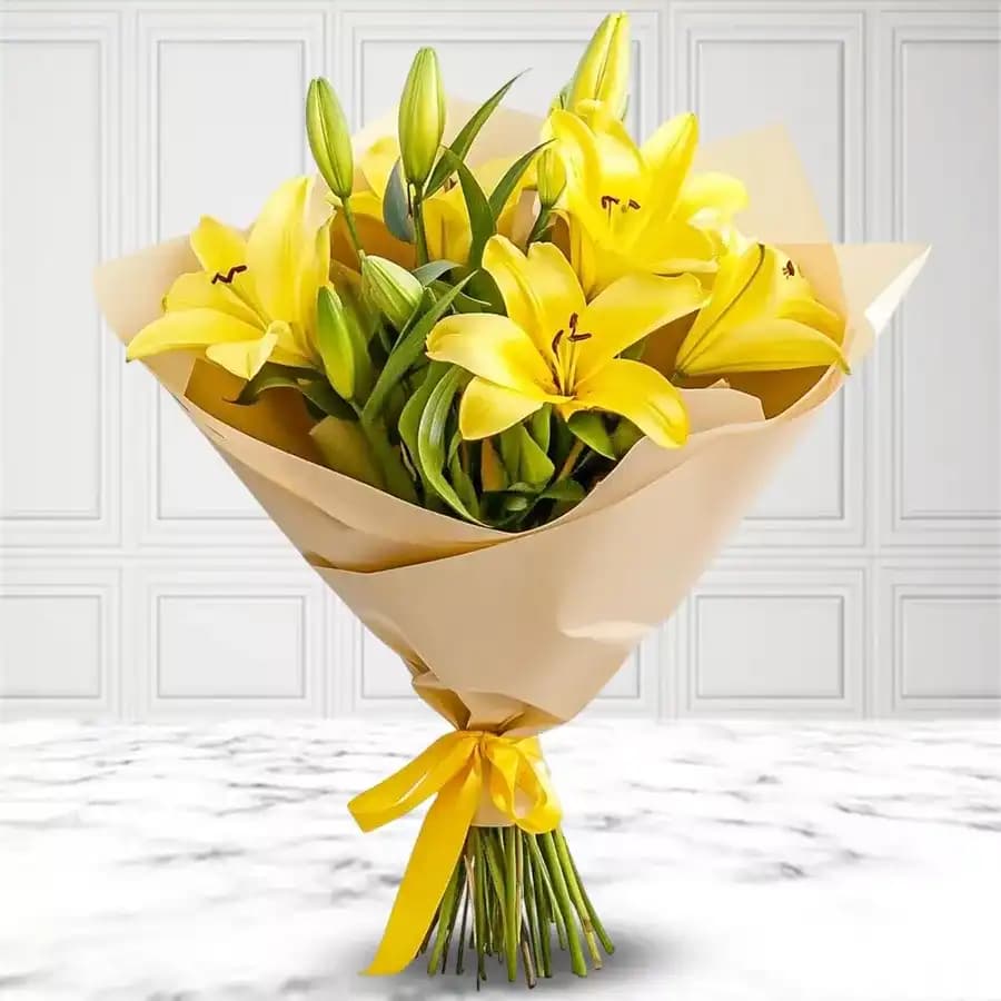 Bright Yellow Lilies Bouquet