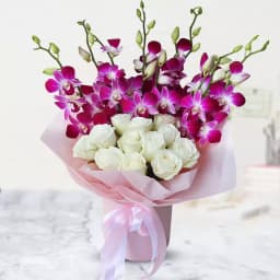 Impressive Bouquet of Orchids N Roses 1