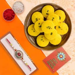 Elegant Rakhi and Sweet Delight Package 1