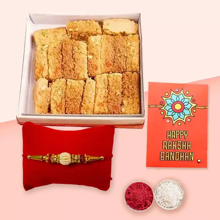 Charming Rakhi & Sweet Milk Cake Delight