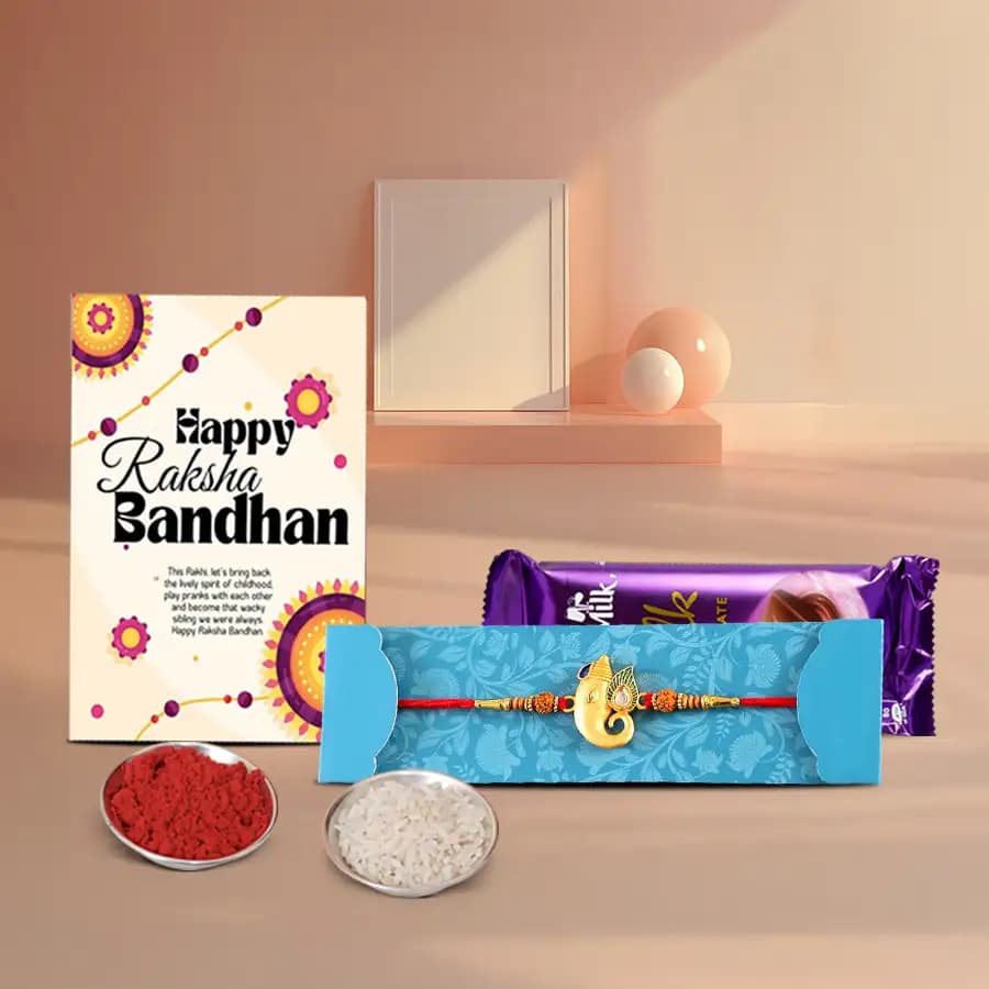 Radiant Ganesh Rakhi with Chocolate Delight