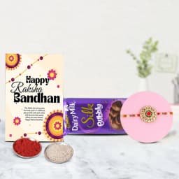 Elegant Kundan Rakhi with Chocolate Bliss 1
