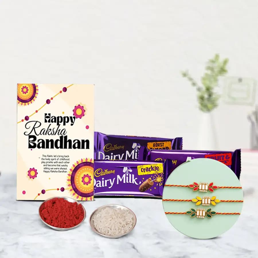 Sparkling Kundan Rakhi & Sweet Cadbury Delight