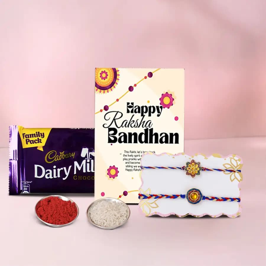 Elegant Kundan Rakhi & Sweet Treat Combo