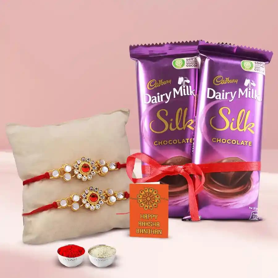 Elegant Rudraksh Rakhi Set with Gourmet Chocolates