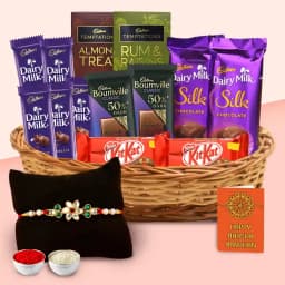 Choco Delight & Elegant Rakhi Combo 1