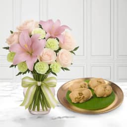 Jolbhora Sandesh from Balaram Mullick with Mixed Flowers Bouquet 1