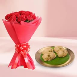 Jolbhora Sandesh from Balaram Mullick with Red Carnation Bouquet 1
