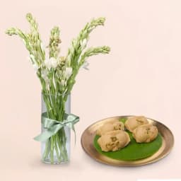 Jolbhora Sandesh from Balaram Mullick with a Rajnigandha Stems 1