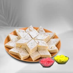 Gourmet Kaju Barfi with Colorful Festive Gulal 1