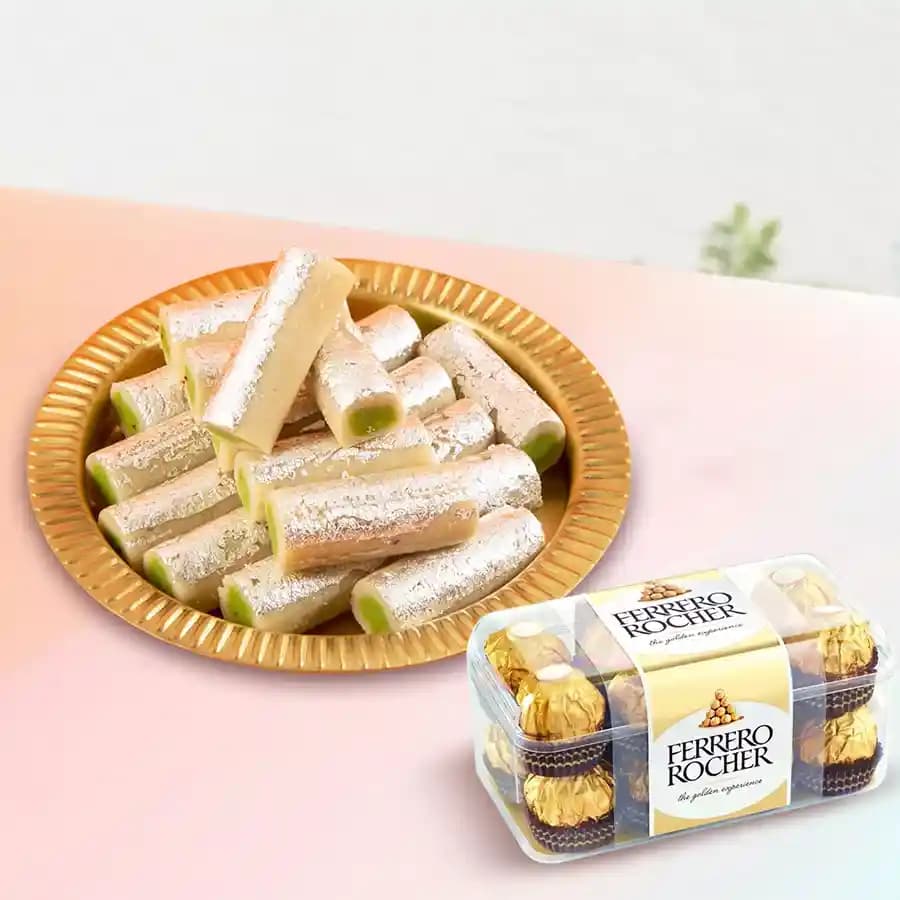 Amba Kaju Roll from Chitale Bandhu Mithaiwale with Ferrero Rocher