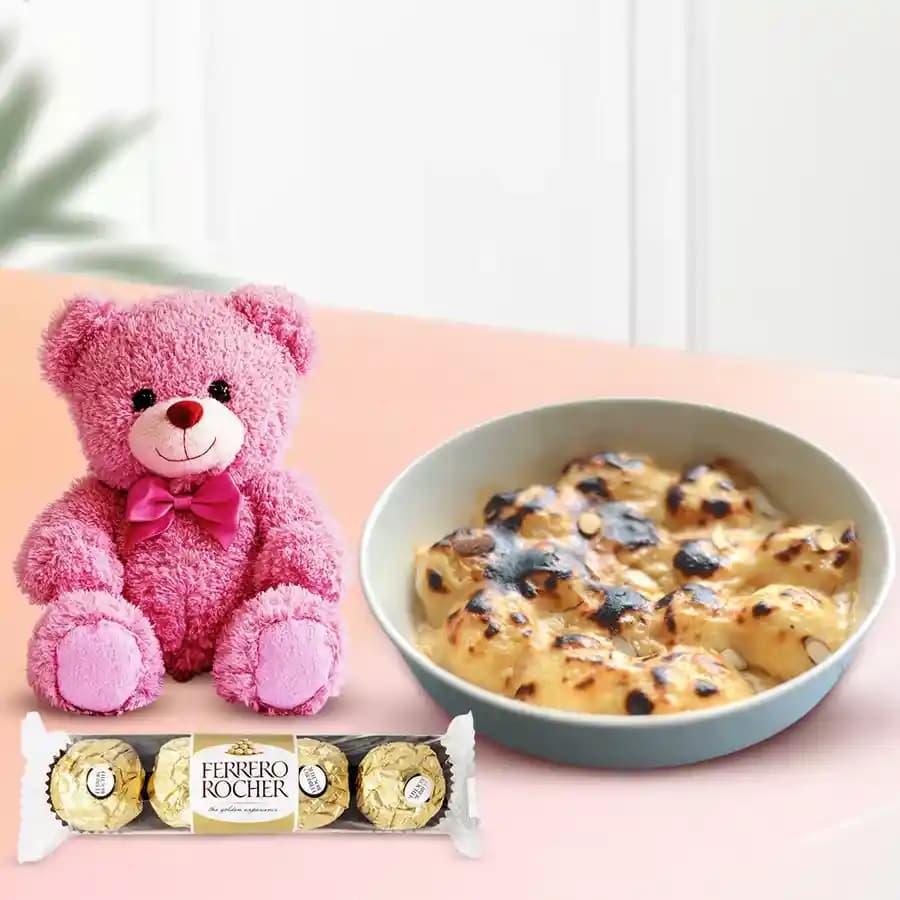 Baked Rasgulla from Balaram Mullick with Teddy N Ferrero Rocher