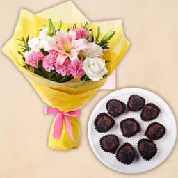 Chocolava from Balaram Mullick with Seasonal Flower Bouquet 1