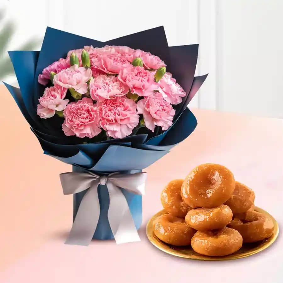 Pink Carnations N Badusha Bliss