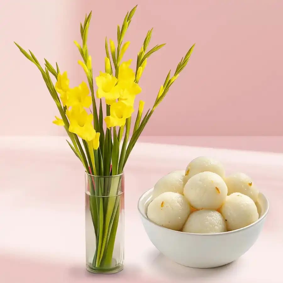 Gladiolus Galore with Rasgulla Treat