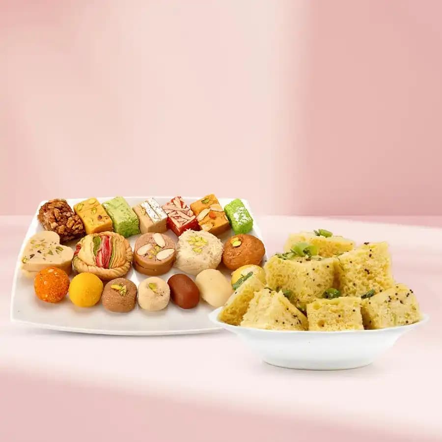 Tasty Assorted Sweets N Dhokla Duo