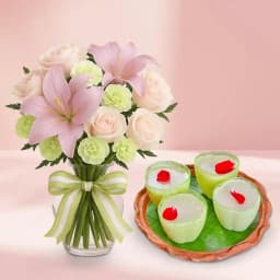 Daab Sandesh from Balaram Mullick with Mixed Flowers Bouquet 1