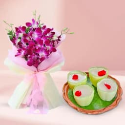 Daab Sandesh from Balaram Mullick with Orchid Bouquet 1
