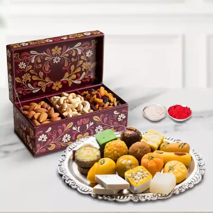 Delicious Mixed Sweets N Dry Fruits Combo