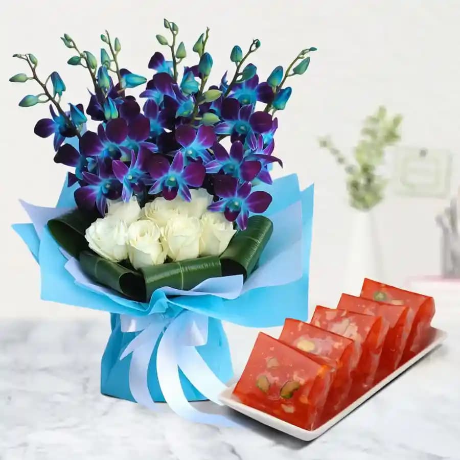 Elegant Flowers N Bombay Halwa Delight