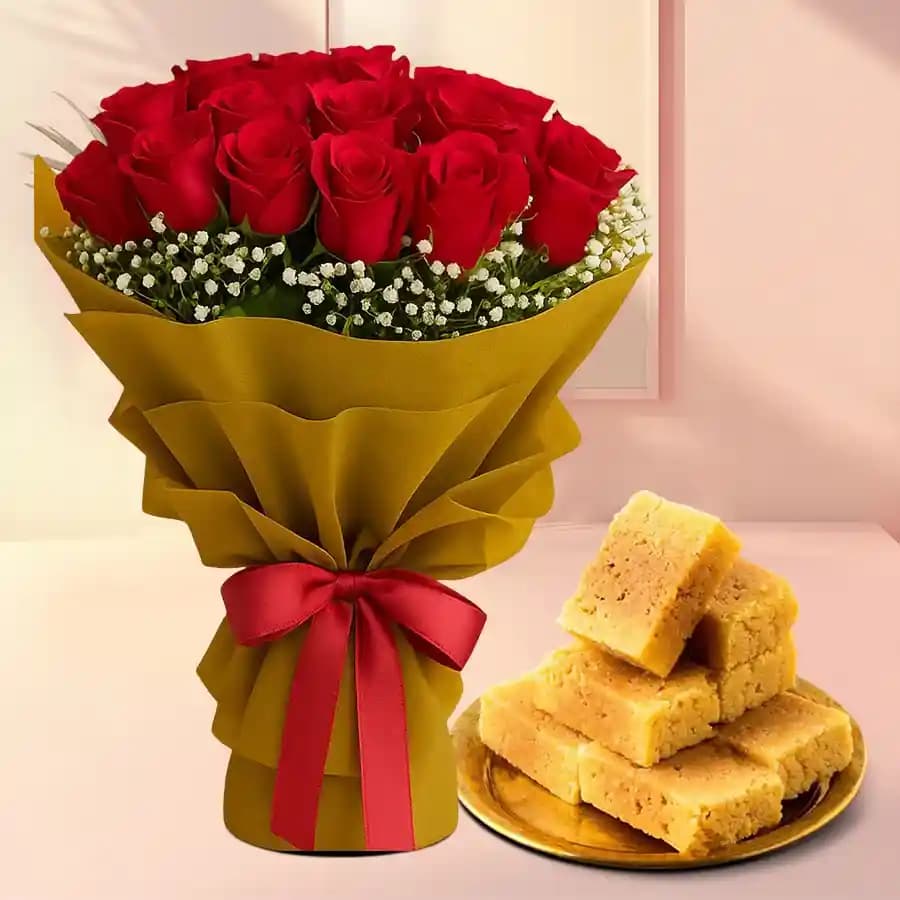 Radiant Roses N Mysore Pak Bliss