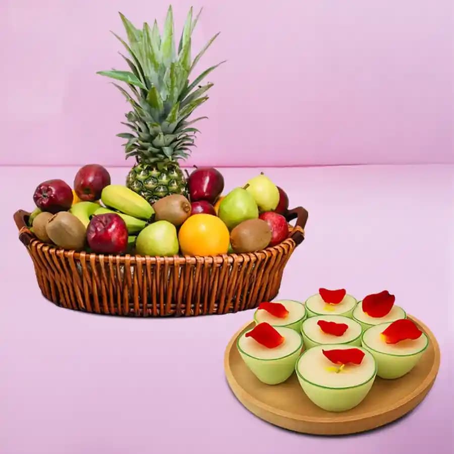 Daab Sandesh from Balaram Mullick with Fresh Fruit Basket