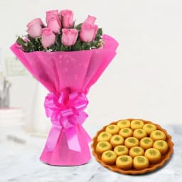 Immunity Sandesh from Balaram Mullick with Pink Rose Bouquet 1